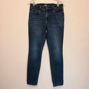 Old Navy Pop Icon Skinny Mid-Rise Dark-Wash Blue Denim Jeans - (8)